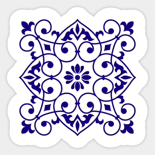 Antique Azulejo Tile Floral Pattern Sticker